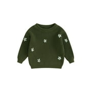 Bagilaanoe Toddler Baby Girl Knitted Sweater Long Sleeve Floral Embroidery Pullover 3M 6M 9M 12M 18M 24M 3T 4T 5T Kids Warm Jumpers Tops Fall Loose Knitwear