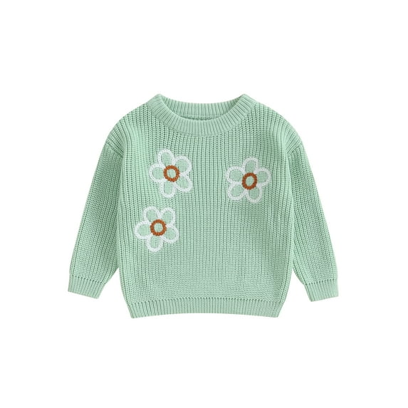 Bagilaanoe Toddler Baby Girl Knitted Sweater Long Sleeve Floral Pattern Pullover 3M 6M 9M 12M 18M 24M 3T Kids Warm Jumpers Tops Fall Loose Knitwear