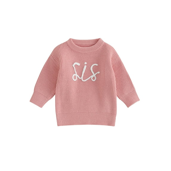 Bagilaanoe Toddler Baby Girl Knitted Sweater Long Sleeve Letter Embroidery Pullover 6M 12M 24M 3T 4T 5T 6T Kids Warm Jumpers Tops Fall Loose Knitwear