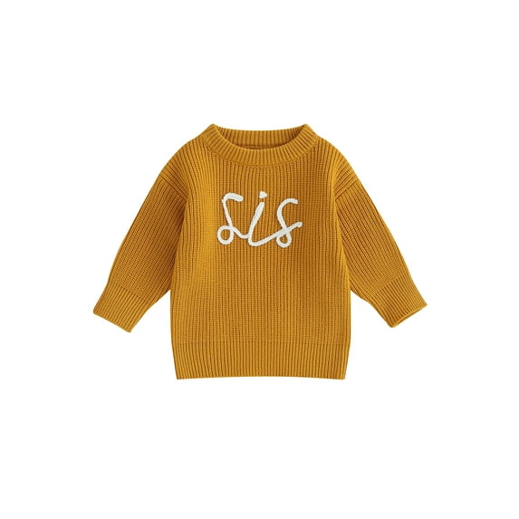 Bagilaanoe Toddler Baby Girl Knitted Sweater Long Sleeve Letter Embroidery Pullover 6M 12M 24M 3T 4T 5T 6T Kids Warm Jumpers Tops Fall Loose Knitwear