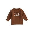 thumbnail image 1 of Bagilaanoe Toddler Baby Girl Knitted Sweater Long Sleeve Letter Embroidery Pullover 6M 12M 24M 3T 4T 5T 6T Kids Warm Jumpers Tops Fall Loose Knitwear, 1 of 8
