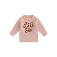 thumbnail image 1 of Bagilaanoe Toddler Baby Girl Knitted Sweater Long Sleeve Letter Embroidery Pullover 6M 12M 2T 3T 4T 5T 6T Kids Warm Jumpers Tops Fall Loose Knitwear, 1 of 9