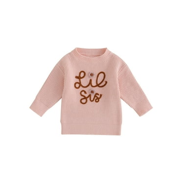 Bagilaanoe Toddler Baby Girl Knitted Sweater Long Sleeve Letter Embroidery Pullover 6M 12M 2T 3T 4T 5T 6T Kids Warm Jumpers Tops Fall Loose Knitwear