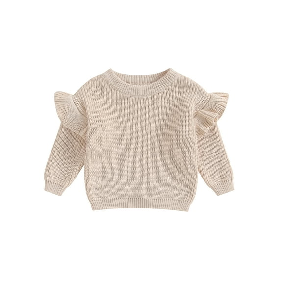 Bagilaanoe Toddler Baby Girl Knitted Sweater Long Sleeve Solid Color Pullover 3M 6M 9M 12M 18M 24M 3T Kids Warm Jumpers Tops Fall Loose Knitwear