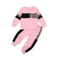 thumbnail image 1 of Bagilaanoe Toddler Baby Girl Long Pants Set Leopard Print Long Sleeve Sweatshirt Pullover Tops + Sweatpants 1T 2T 3T 4T 5T 6T Kids Casual Sweatsuits, 1 of 7
