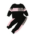 thumbnail image 1 of Bagilaanoe Toddler Baby Girl Long Pants Set Leopard Print Long Sleeve Sweatshirt Pullover Tops + Sweatpants 1T 2T 3T 4T 5T 6T Kids Casual Sweatsuits, 1 of 6