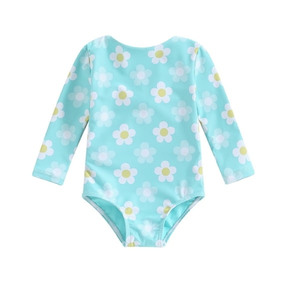 Bagilaanoe Toddler Baby Girl One-Piece Swimsuit Floral Print Long Sleeve Cutout Rashguard Swimwear 6M 12M 18M 24M 3T 4T Kids Ruffle Bathing Suit