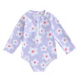 thumbnail image 1 of Bagilaanoe Toddler Baby Girl One-Piece Swimsuit Floral Print Long Sleeve Zipper Rashguard Swimwear 3M 6M 12M 18M 24M 3T Kids Ruffle Bathing Suit, 1 of 1