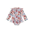thumbnail image 1 of Bagilaanoe Toddler Baby Girl One-Piece Swimsuit Floral Print Long Sleeve Zipper Rashguard Swimwear 6M 9M 12M 18M 24M 3T Kids Ruffle Bathing Suit, 1 of 8