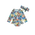 thumbnail image 1 of Bagilaanoe Toddler Baby Girl One-Piece Swimsuit Floral Print Long Sleeve Zipper Rashguard Swimwear + Headband 9M 18M 24M 3T 4T 5T Kids Ruffle Bathing Suit, 1 of 8