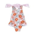 thumbnail image 1 of Bagilaanoe Toddler Baby Girl One-Piece Swimsuit Floral Print Sleeveless Rompers Swimwear 18M 24M 3T 4T 5T 6T Kids Ruffle Bathing Suit, 1 of 8