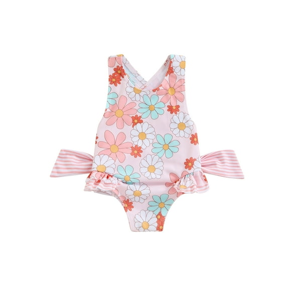 Bagilaanoe Toddler Baby Girl One-Piece Swimsuit Floral Print Sleeveless Ruffles Swimwear 18M 24M 3T 4T 5T 6T Kids Summer Bathing Suit