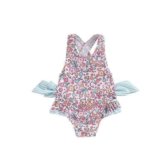 Bagilaanoe Toddler Baby Girl One-Piece Swimsuit Floral Print Sleeveless Swimwear 18M 24M 3T 4T 5T 6T Kids Ruffle Bathing Suit