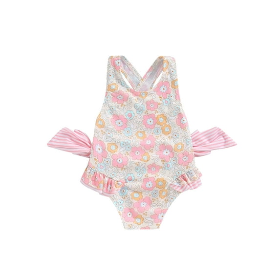 Bagilaanoe Toddler Baby Girl One-Piece Swimsuit Floral Print Sleeveless Swimwear 18M 24M 3T 4T 5T 6T Kids Ruffle Bathing Suit