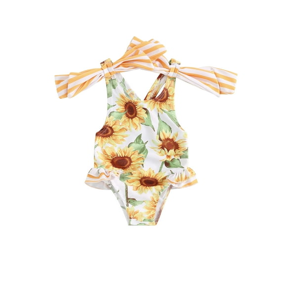 Bagilaanoe Toddler Baby Girl One-Piece Swimsuit Floral Print Sleeveless Swimwear 18M 24M 3T 4T 5T 6T Kids Ruffle Bathing Suit