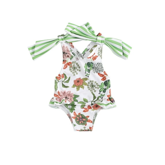 Bagilaanoe Toddler Baby Girl One-Piece Swimsuit Floral Print Sleeveless Swimwear 18M 24M 3T 4T 5T 6T Kids Ruffle Bathing Suit