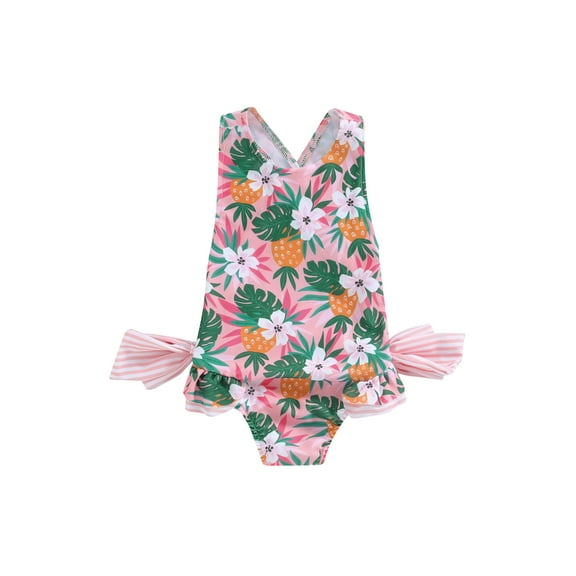 Bagilaanoe Toddler Baby Girl One-Piece Swimsuit Floral Print Sleeveless Swimwear 18M 24M 3T 4T 5T 6T Kids Ruffle Bathing Suit