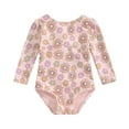 thumbnail image 1 of Bagilaanoe Toddler Baby Girl One-Piece Swimsuit Flower Print Long Sleeve Rashguard Swimwear 6M 12M 18M 24M 3T 4T Kids Ruffle Bathing Suit, 1 of 8