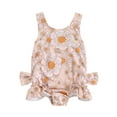 thumbnail image 1 of Bagilaanoe Toddler Baby Girl One-Piece Swimsuit Flower Print Sleeveless Swimwear 18M 24M 3T 4T 5T 6T Kids Ruffle Bathing Suit, 1 of 8