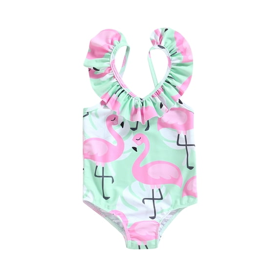 Bagilaanoe Toddler Baby Girl One-Piece Swimsuit Print Fly Sleeve Backless Swimwear 18M 24M 3T 4T 5T 6T Kids Ruffle Ruffle Bathing Suit