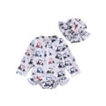 thumbnail image 1 of Bagilaanoe Toddler Baby Girl One-Piece Swimsuit Print Long Sleeve Zipper Rashguard Swimwear + Swimming Cap 6M 12M 18M 24M 3T Kids Ruffle Bathing Suit, 1 of 7