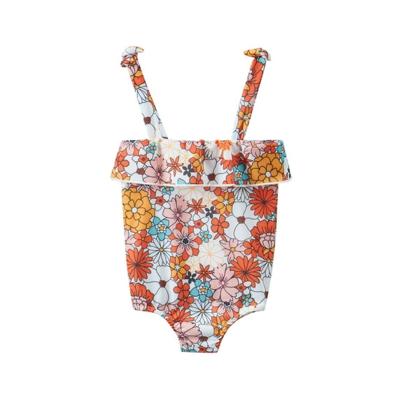 Bagilaanoe Toddler Baby Girl One-Piece Swimsuit Print Sleeveless Swimwear 6M 12M 2T 3T 4T 5T Kids Infant Ruffle Bathing Suit