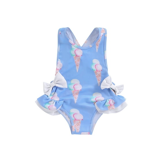 Bagilaanoe Toddler Baby Girl One-Piece Swimsuit Print Sleeveless Swimwear 9M 12M 18M 24M 3T Kids Ruffle Bathing Suit