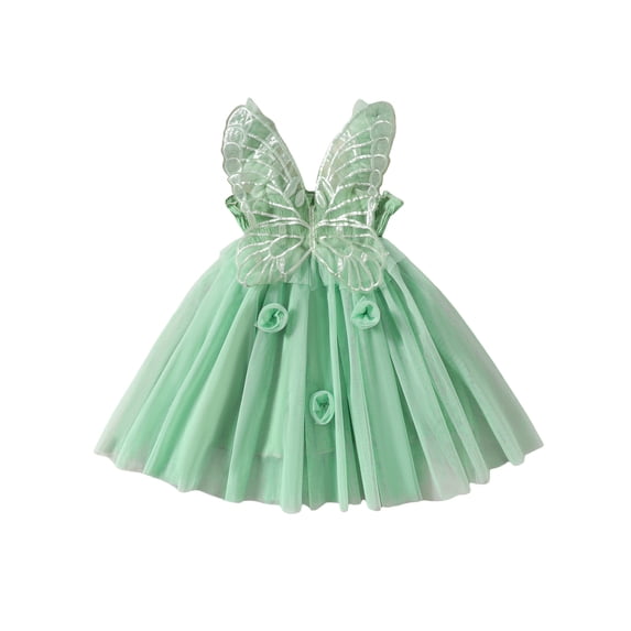 Bagilaanoe Toddler Baby Girl Party Dress Butterfly Sleeveless A-line Princess Dresses 6M 12M 18M 24M 3T 4T Kid Summer Patchwork Tulle Dress