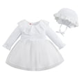 thumbnail image 1 of Bagilaanoe Toddler Baby Girl Party Dress Ruffle Long Sleeve A-line Princess Dresses + Hat 6M 12M 18M 24M 3T Kid Patchwork Tulle Skirt, 1 of 8