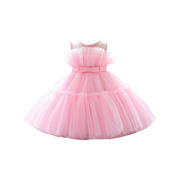 Bagilaanoe Toddler Baby Girl Party Dress Ruffle Sleeveless A-line Princess Dresses 1T 2T 3T 4T 5T 6T Kid Tulle Skirt