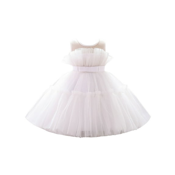 Bagilaanoe Toddler Baby Girl Party Dress Ruffle Sleeveless A-line Princess Dresses 1T 2T 3T 4T 5T 6T Kid Tulle Skirt