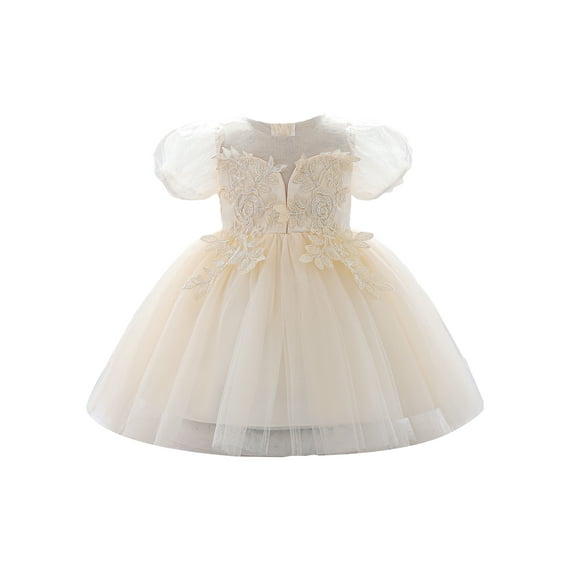 Bagilaanoe Toddler Baby Girl Party Dress Short Sleeve A-line Princess Dresses 9M 12M 18M 24M 3T 4T 5T Tulle Dress for Birthday Wedding