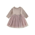 thumbnail image 1 of Bagilaanoe Toddler Baby Girl Party Dress Stars Moon Pattern Long Sleeve A-line Princess Dresses 9M 12M 24M 3T 4T Kid Patchwork Tulle Skirt, 1 of 8