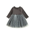 thumbnail image 1 of Bagilaanoe Toddler Baby Girl Party Dress Stars Moon Pattern Long Sleeve A-line Princess Dresses 9M 12M 24M 3T 4T Kid Patchwork Tulle Skirt, 1 of 8