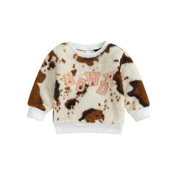 Bagilaanoe Toddler Baby Girl Plush Sweatshirt Long Sleeve Letter Embroidery Pullover 6M 12M 18M 24M 3T 4T Kids Fall Loose Tee Tops