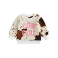 thumbnail image 1 of Bagilaanoe Toddler Baby Girl Plush Sweatshirt Long Sleeve Letter Embroidery Pullover 6M 12M 18M 24M 3T 4T Kids Fall Loose Tee Tops, 1 of 9