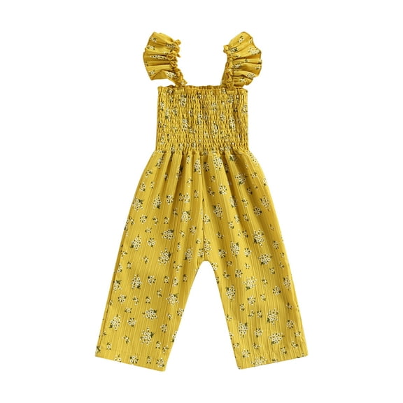 Bagilaanoe Toddler Baby Girl Summer Clothes Ruffle Floral Jumpsuit Strap Pants 1T 2T 3T 4T 5T Romper Overalls One-Piece Outfits
