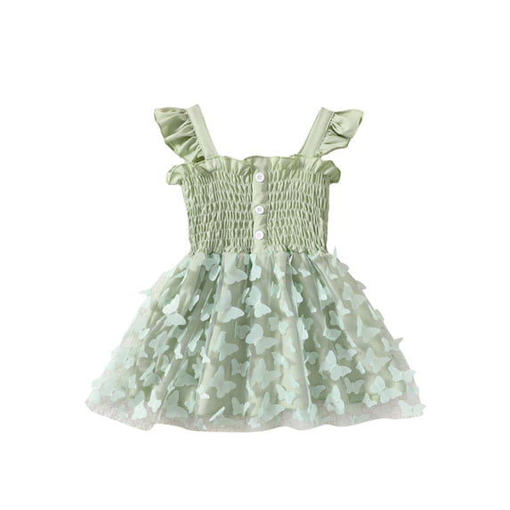 Bagilaanoe Toddler Baby Girl Summer Dress 3D Butterfly Sleeveless A-line Princess Dresses 1T 2T 3T 4T 5T 6T Kid Patchwork Tulle Skirt