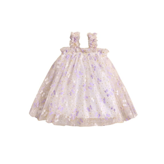Bagilaanoe Toddler Baby Girl Summer Dress Butterfly Print Sleeveless A-line Princess Dresses 6M 12M 18M 24M 3T 4T Kids Casual Cami Sundress
