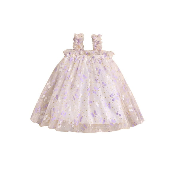 Bagilaanoe Toddler Baby Girl Summer Dress Butterfly Print Sleeveless A-line Princess Dresses 6M 12M 18M 24M 3T 4T Kids Casual Cami Sundress