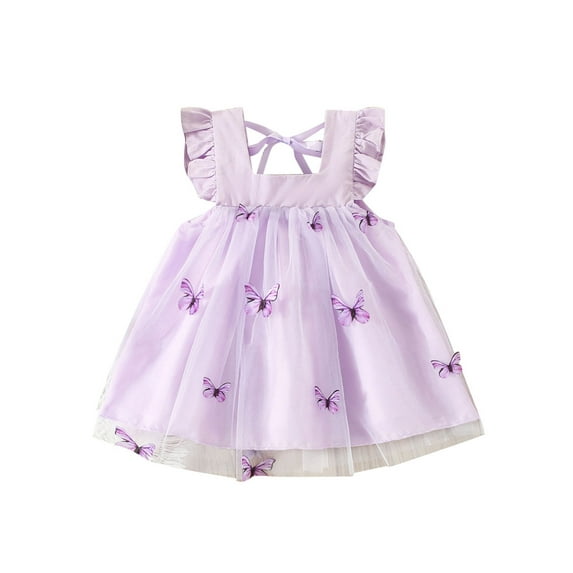 Bagilaanoe Toddler Baby Girl Summer Dress Butterfly Sleeveless A-line Dresses 9M 12M 18M 24M 3T Kids Casual Swing Sundress