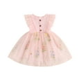 thumbnail image 1 of Bagilaanoe Toddler Baby Girl Summer Dress Floral Embroidery Fly Sleeve A-line Princess Dresses 9M 12M 18M 24M 3T 4T Kid Patchwork Tulle Skirt, 1 of 8