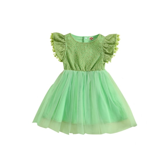 Bagilaanoe Toddler Baby Girl Summer Dress Floral Ruffle Short Sleeve A-line Princess Dresses 12M 18M 24M 3T 4T 5T Kid Layered Tulle Patchwork Skirt
