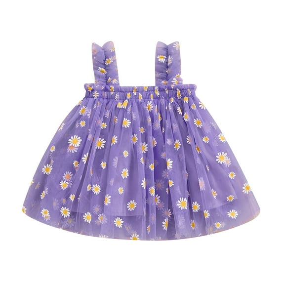 Bagilaanoe Toddler Baby Girl Summer Dress Flowers Sleeveless A-line Princess Dresses 6M 12M 24M 3T 4T 5T Kids Tulle Skirt