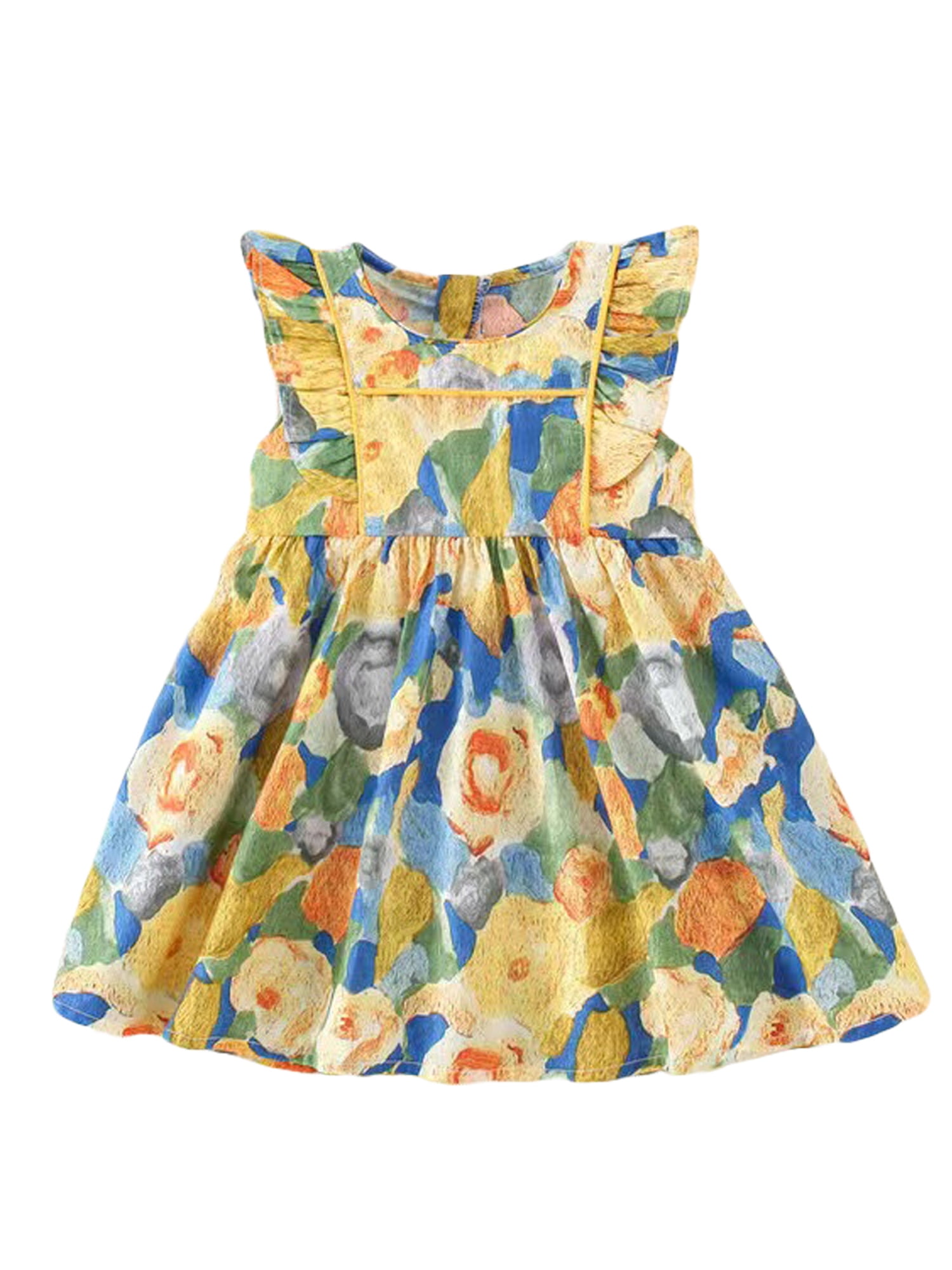 Summer Arrival Baby Girls Fly Sleeves Floral Pattern Dress