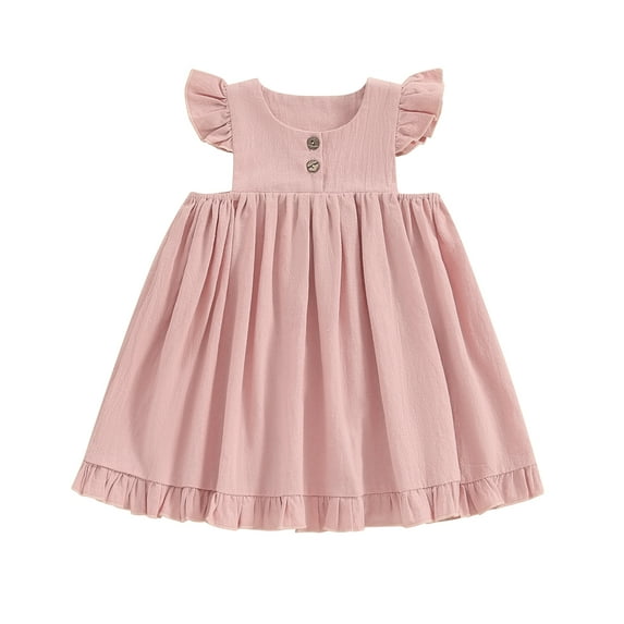 Bagilaanoe Toddler Baby Girl Summer Dress Flying Sleeve A-line Dresses 6M 12M 18M 24M 3T 4T Kids Casual Swing Sundress