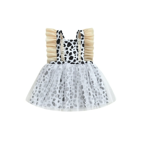 Bagilaanoe Toddler Baby Girl Summer Dress Print Ruffle Flying Sleeve A-line Princess Dresses 6M 9M 12M 18M 24M 3T Kid Patchwork Tulle Skirt