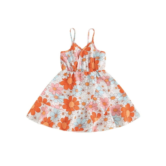 Bagilaanoe Toddler Baby Girl Summer Dress Print Sleeveless A-line Dresses 1T 2T 3T 4T 5T 6T Kids Casual Swing Sundress