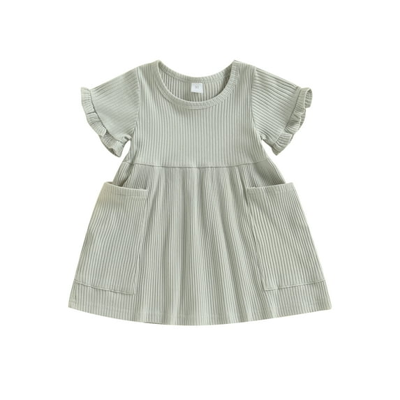 Bagilaanoe Toddler Baby Girl Summer Dress Short Sleeve A-line Dresses 12M 18M 24M 3T 4T Kids Casual Swing Sundress