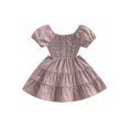 thumbnail image 1 of Bagilaanoe Toddler Baby Girl Summer Dress Short Sleeve Ruffled A-line Princess Dresses 12M 18M 24M 3T 4T 5T Kids Casual Swing Sundress, 1 of 9
